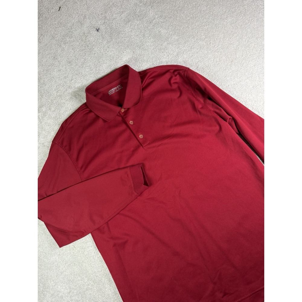 Nike Golf Dri-FIT Polo Mens XL Red Long Sleeve Stretch Performance Shirt